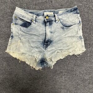 Nicki Minaj Denim Shorts Womens Size 9/10 Blue Distressed Raw Hem High Waisted